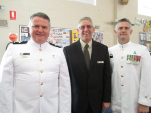 Naval Chaplain, Rev Miles Fagan with Rev Philip Burns and Chief Petty Officer, Shaun Loga